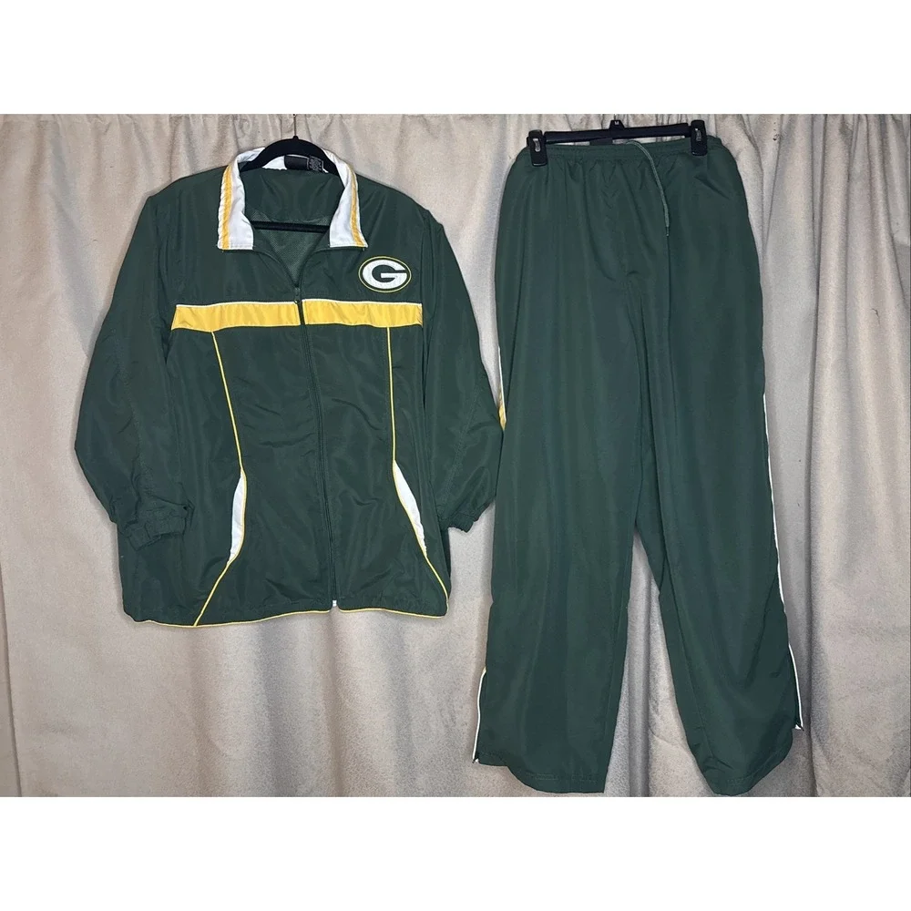 Vintage Y2K‎ Green Bay Packers Women's XL Warm Up Jacket & Pants NFL Set